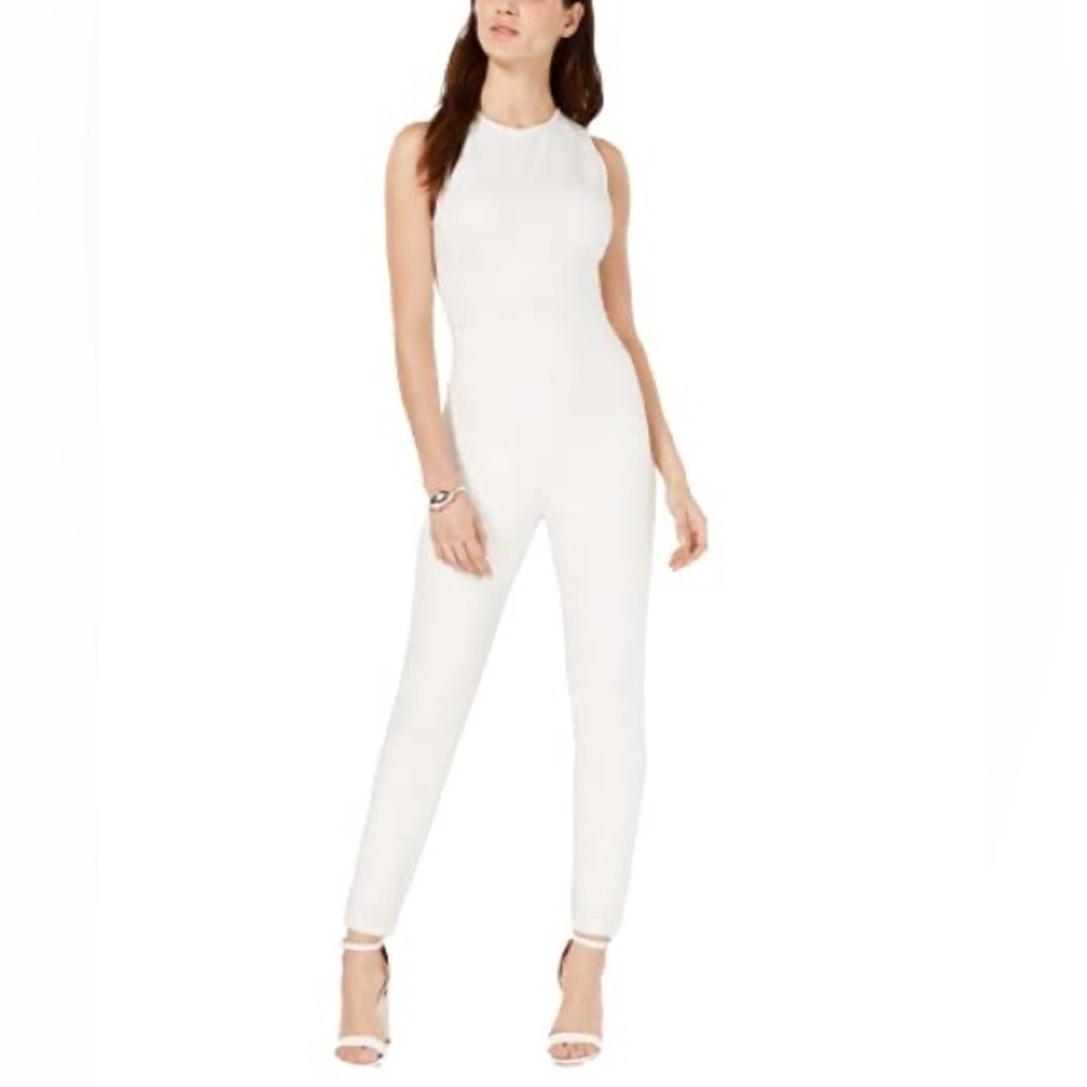 French Connection White Sundae Jumpsuit Skinny Fit Sleeveless Size US 0